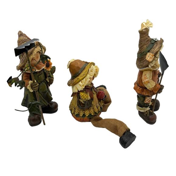 Scarecrow Shelf Sitter Figurine Set 3 Harvest Fall Thanksgiving Decor Charming - Picture 7 of 15